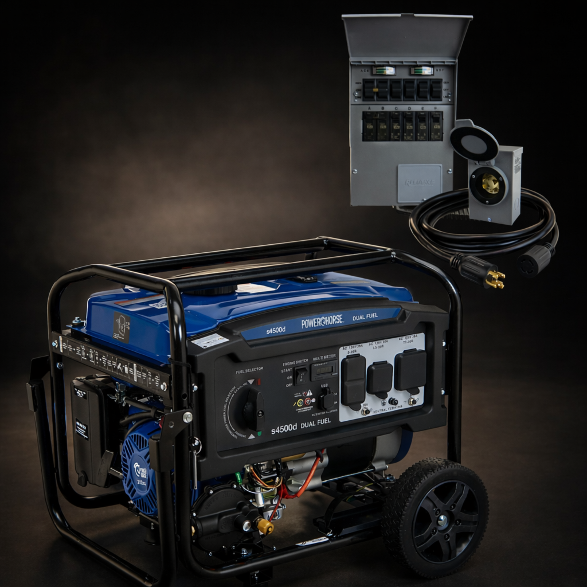 Portable generator and transfer switch